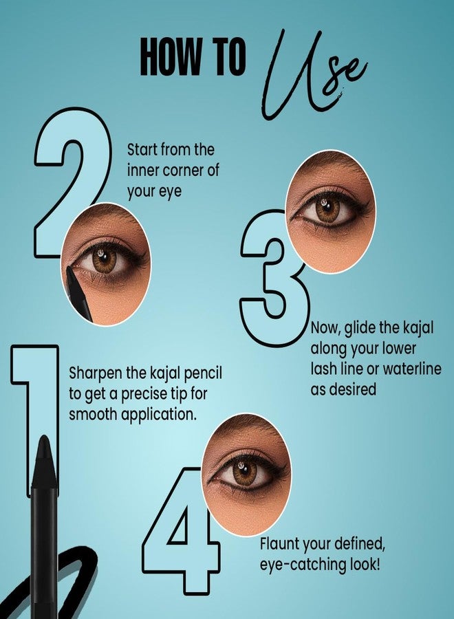 Spring H2O Velvet Shine Kajal Pencil Intense Black | With Avacado Oil and Vitamin E | Longlasting Waterproof and Sumdgeproof | Suitable for Sensitive Eyes | Includes Sharpener- 1.5gm - Image 5