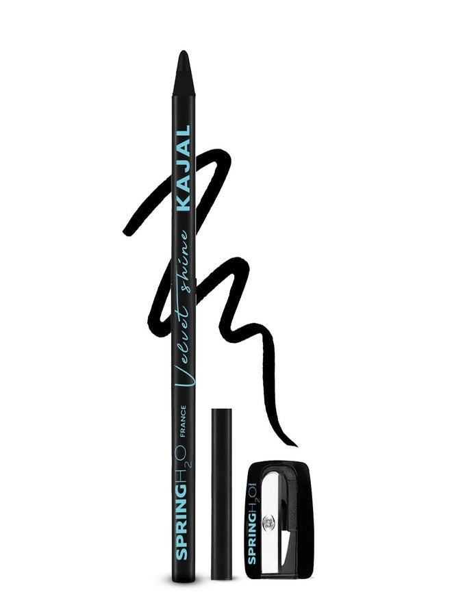 Spring H2O Velvet Shine Kajal Pencil Intense Black | With Avacado Oil and Vitamin E | Longlasting Waterproof and Sumdgeproof | Suitable for Sensitive Eyes | Includes Sharpener- 1.5gm - Image 2