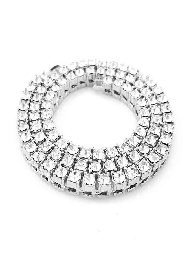 HH BLING EMPIRE قلادة سلسلة التنس المرصعة بالألماس من HH BLING EMPIRE باللونين الذهبي والفضي للرجال والنساء، وقلادات التنس المرصعة بأحجار الراين للنساء والفتيات، وأطقم قلادات/أساور/أقراط مرصعة بالألماس (طقم 5 مم - فضي - 18) - Image 3