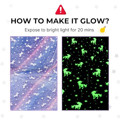 Famyo® Glow Blanket for Kids –Unicorn | Kids Blanket 0–15 Yrs | 200×152 cm Double Bed Blanket | Soft Flannel Blankets for Winter | Lab-Tested & Safe, (Purple) - Image 2