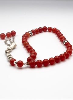 Natural Red Carnelian Crystals Tasbih Prayer Beads Made (8mm - 33 beads)