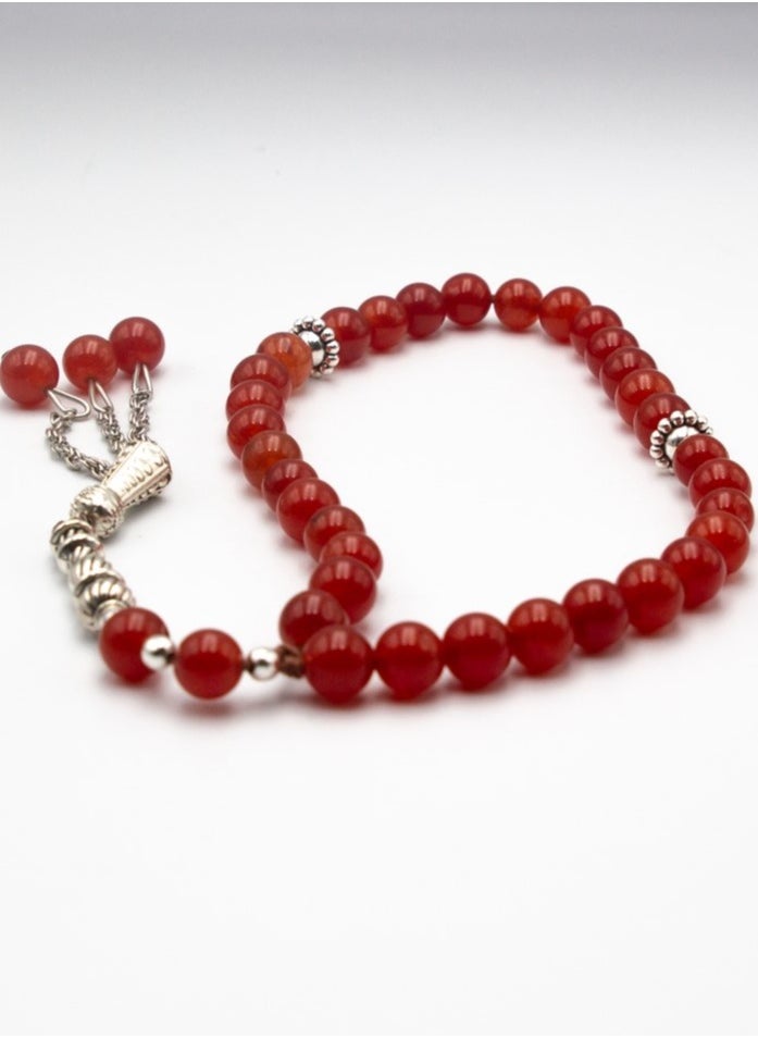 Alpine Crystals UAE - Natural Red Carnelian Crystals Tasbih Prayer Beads Made (8mm - 33 beads) - Image 1