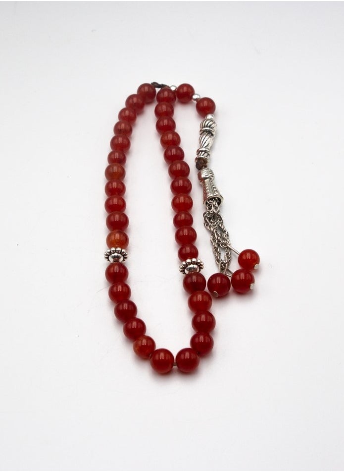 Alpine Crystals UAE - Natural Red Carnelian Crystals Tasbih Prayer Beads Made (8mm - 33 beads) - Image 1