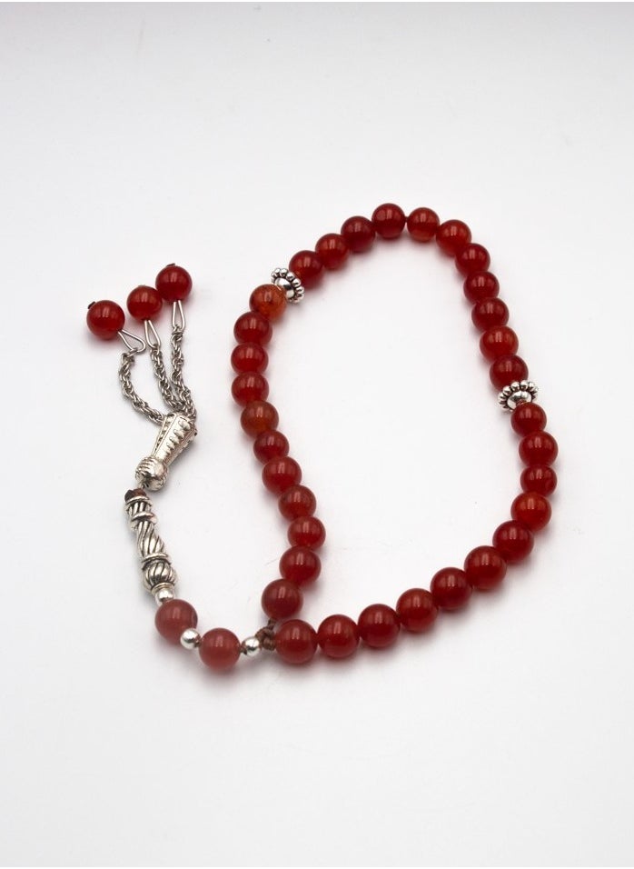 Alpine Crystals UAE - Natural Red Carnelian Crystals Tasbih Prayer Beads Made (8mm - 33 beads) - Image 1