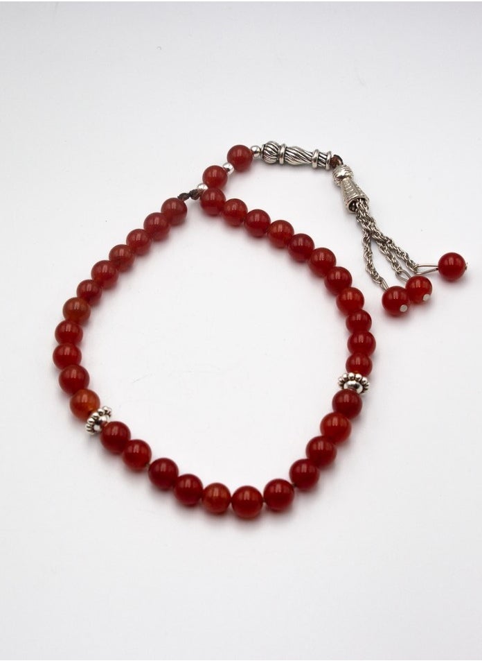 Alpine Crystals UAE - Natural Red Carnelian Crystals Tasbih Prayer Beads Made (8mm - 33 beads) - Image 1