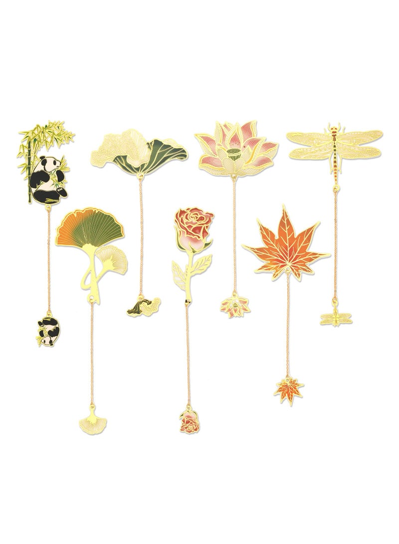 SOLARAE Metal Bookmarks,  Gold Metal Bookmarks, 7PCS Colorful Hollow Leaf Bookmark and Animal Bookmark, Vintage Metal Bookmark, Book Page Marker, for Birthday Present, Book Lovers, Writers, Readers, Adults - Image 1