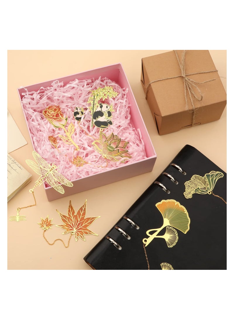 SOLARAE Metal Bookmarks,  Gold Metal Bookmarks, 7PCS Colorful Hollow Leaf Bookmark and Animal Bookmark, Vintage Metal Bookmark, Book Page Marker, for Birthday Present, Book Lovers, Writers, Readers, Adults - Image 3