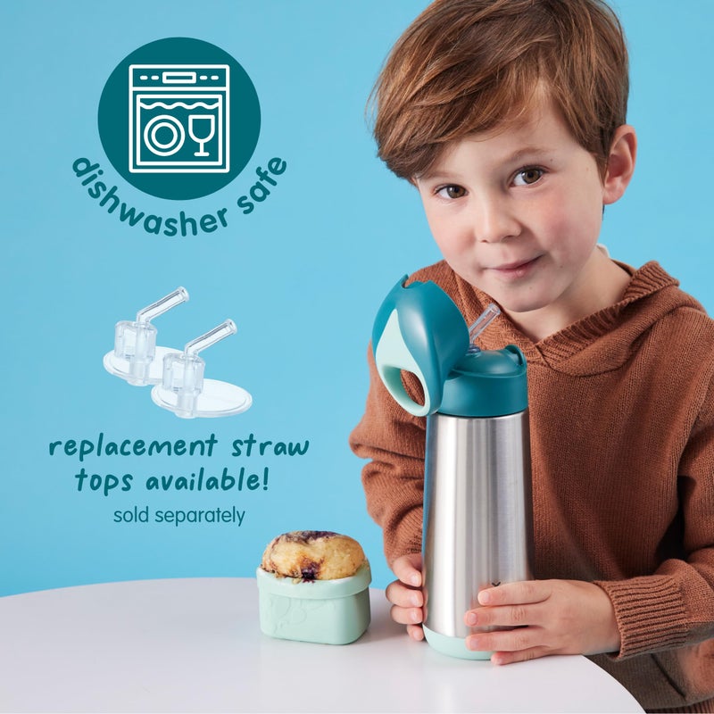 b.box 12 oz Insulated Water Bottle: Keeps Drinks Cold up to 8 Hours, Warm up to 6 Hours. Triple Wall Stainless Steel Kids Water Bottle w/Free Flow Silicone Straw Top. Leakproof & Dishwasher Safe - Image 5