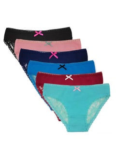 Zeemey 6-Piece Cotton Bikini Breathable Panties Low Waist Fashionable Ladies Charming Thick Bottom