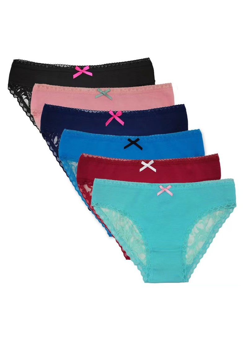 Zeemey - Zeemey 6-Piece Cotton Bikini Breathable Panties Low Waist Fashionable Ladies Charming Thick Bottom - Image 1