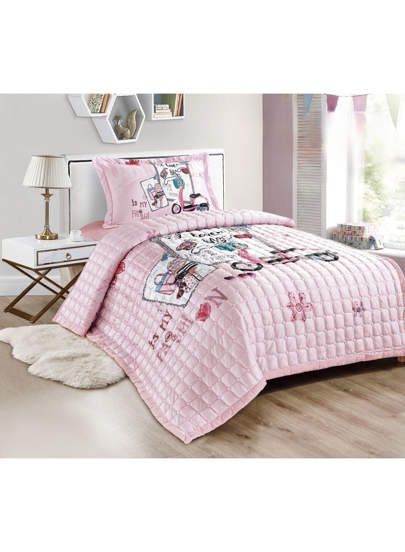 ريد روز مفرش سرير نفر مضغوط من المخمل الناعم ليمنحك الدفئ والراحة مقاس 170 *210 سم - Image 1