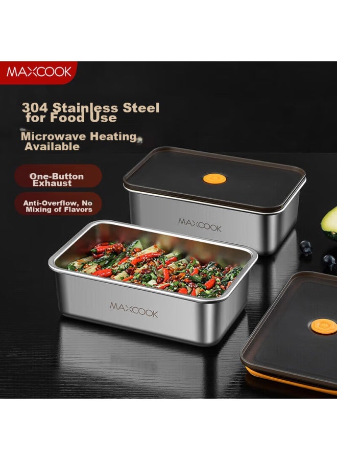 MAX COOK Meichun 304 Stainless Steel Food Storage Container With Lid, Lunch Box, Bento Box, Refrigerator Sealed Storage Box, 1000ml, Mcft5557 - Image 1