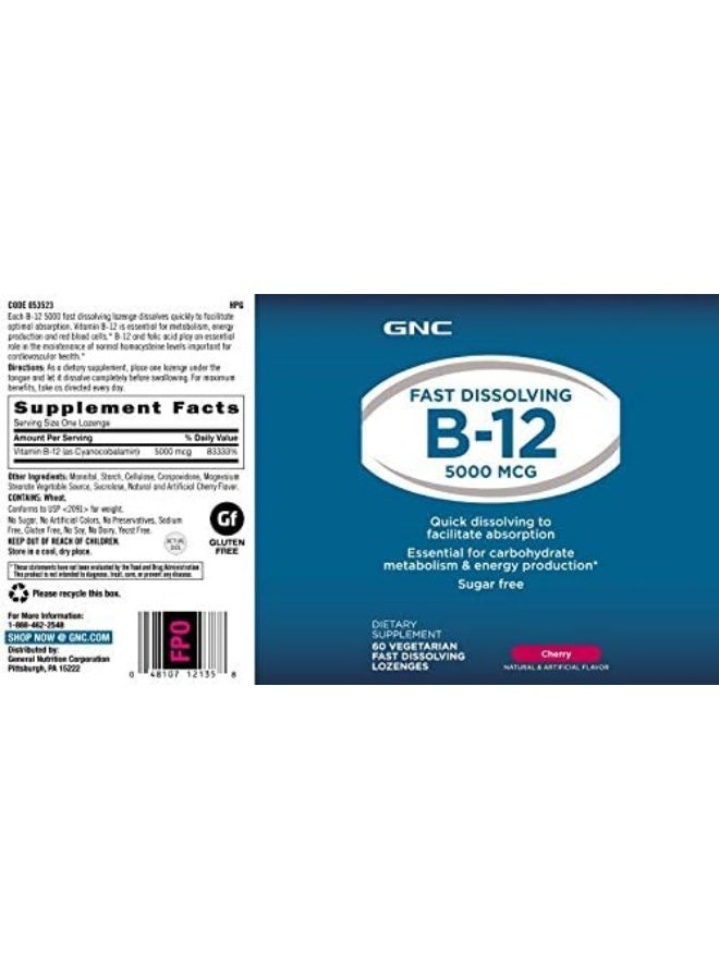 GNC Fast Dissolving B-12 5000 Mcg-Cherry - Image 2