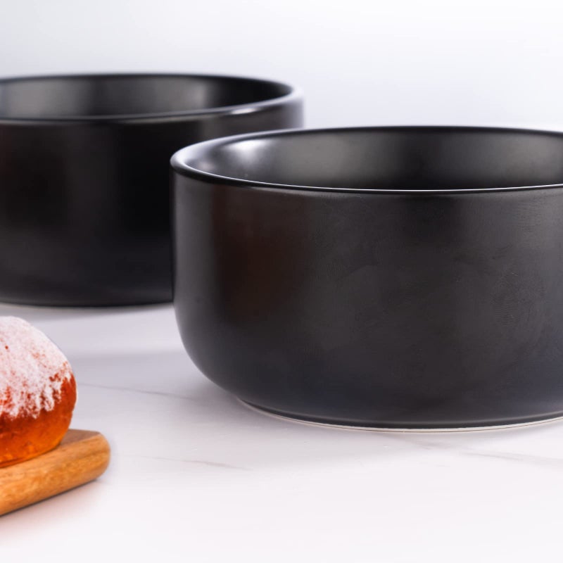 Aquiver 10 Ounces Ceramic Bowl Set - Porcelain Matte Small Bowls - Side Dishes for Desserts, Ice Cream, Snacks, Condiments, Souffle, Yogurt, Soup - Dipping Sauce Bowl Set of 4 (Black) - Image 5