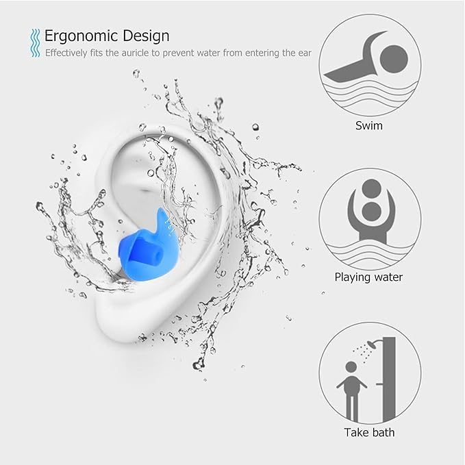 ZIRAK Reusable 4 Pairs Waterproof Silicone Ear Plugs for Swimming, Soft Ergonomic Noise Reduction Earplugs with Storage Case for Adults & Kids(Storage Case Ear Plug with Case PO4, MULTICOLOR) - Image 2