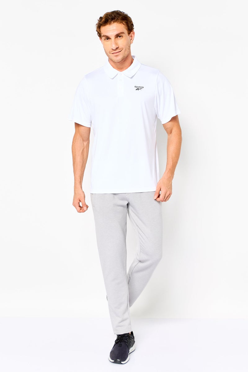 Reebok Men Sportswear Fit Long Sleeve Outdoor Polo Shirt, White - Image 3