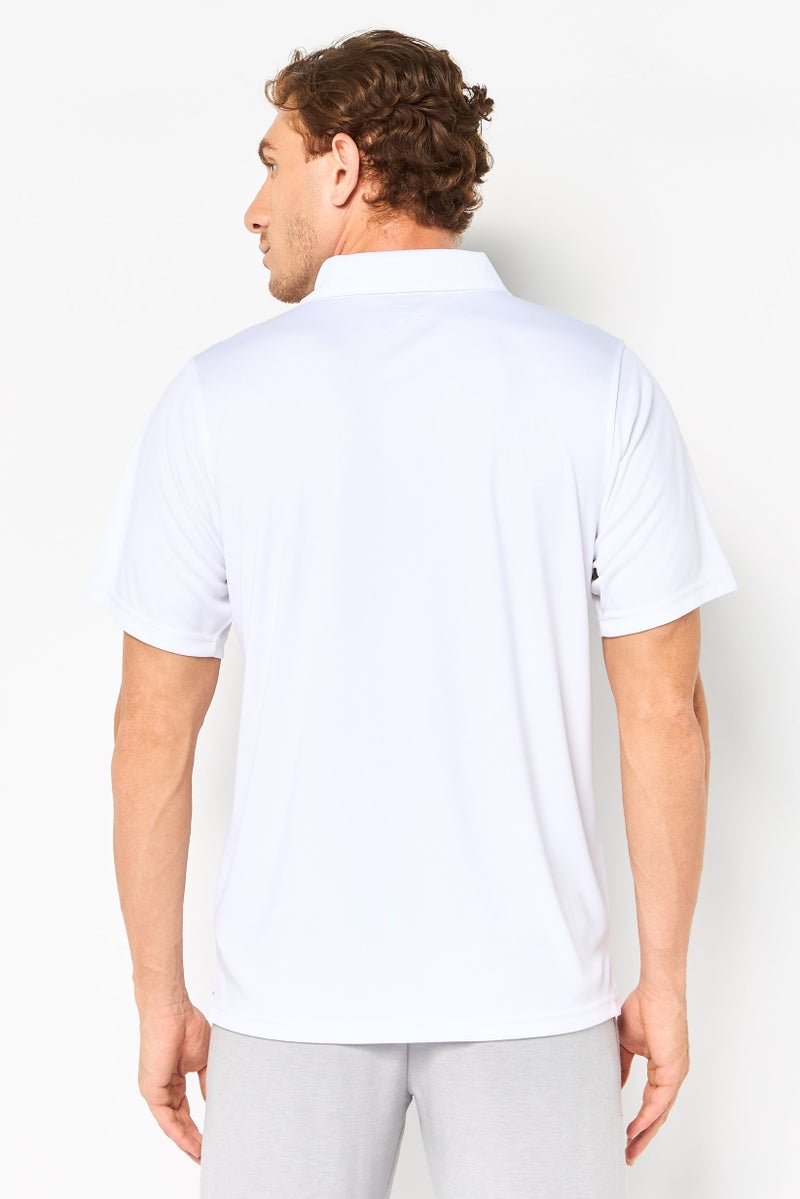 Reebok Men Sportswear Fit Long Sleeve Outdoor Polo Shirt, White - Image 4