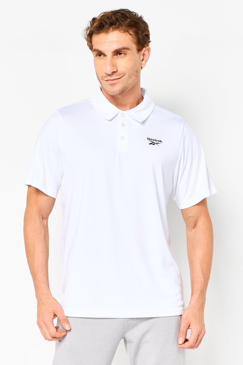 Reebok Men Sportswear Fit Long Sleeve Outdoor Polo Shirt, White - Image 1