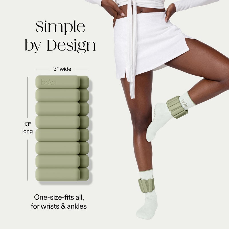 Bala Bangles Wrist & Ankle Weights for Women & Men - 1 lb Adjustable Weighted Bands - Soft Silicone Arm & Leg Weights for Pilates, Yoga, Walking, Barre, Home Workout & Strength Training Exercise - Image 4