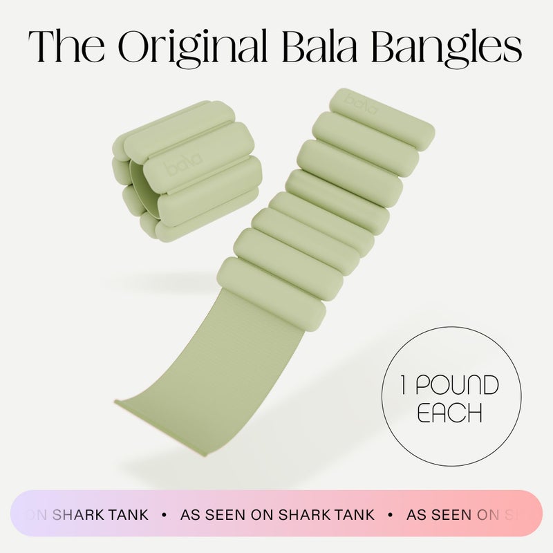 Bala Bangles Wrist & Ankle Weights for Women & Men - 1 lb Adjustable Weighted Bands - Soft Silicone Arm & Leg Weights for Pilates, Yoga, Walking, Barre, Home Workout & Strength Training Exercise - Image 2