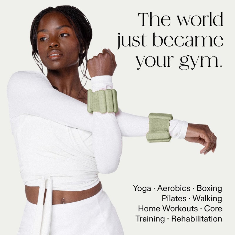 Bala Bangles Wrist & Ankle Weights for Women & Men - 1 lb Adjustable Weighted Bands - Soft Silicone Arm & Leg Weights for Pilates, Yoga, Walking, Barre, Home Workout & Strength Training Exercise - Image 3