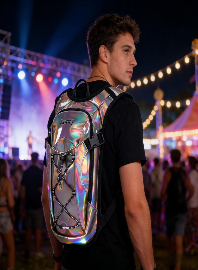 Zavothy Rave Hydration Backpack with 2L Bladder, Lightweight Festival Hydration Pack for EDM, Concerts & Music Festivals, Adjustable Hydration Backpack for Men & Women Brown - Image 5