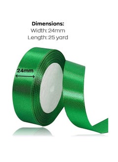 MARKQ Green Satin Ribbon, 24mm x 25yd Fabric Polyester Ribbon for Gift Wrapping, Party Favors, Wedding Decorations, Bow Making, Bouquets, Sewing Projects & Craft Supplies  - Image 2