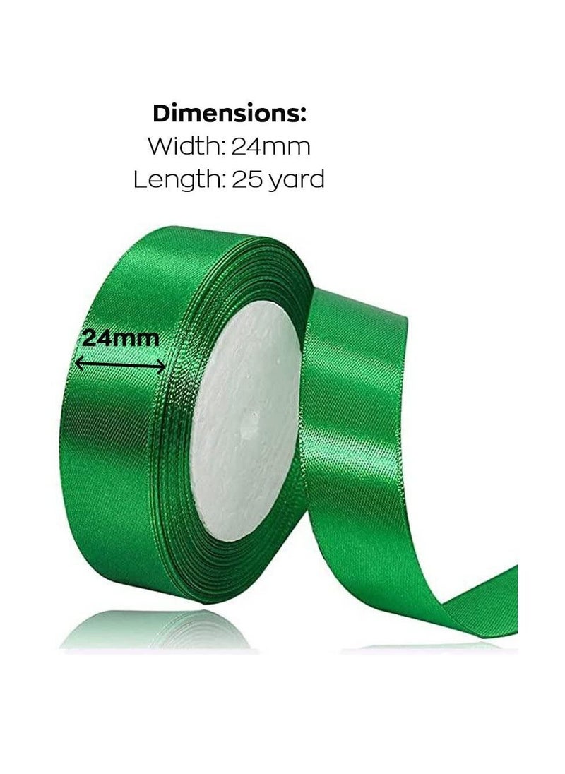 MARKQ Green Satin Ribbon, 24mm x 25yd Fabric Polyester Ribbon for Gift Wrapping, Party Favors, Wedding Decorations, Bow Making, Bouquets, Sewing Projects & Craft Supplies  - Image 2