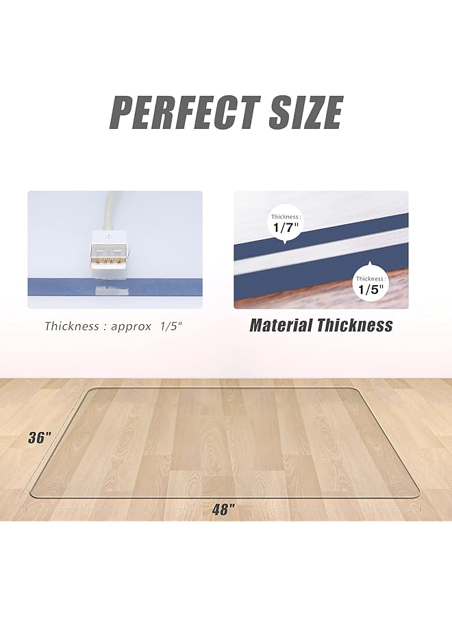 إيروريكس سجادة شفافة لكرسي المكتب للسجاد، سجادة أرضية بلاستيكية سهلة الانزلاق للسجاد المسطح والمنخفض، سجادة متينة لحماية السجاد 30 بوصة × 48 بوصة مع شفة - Image 2