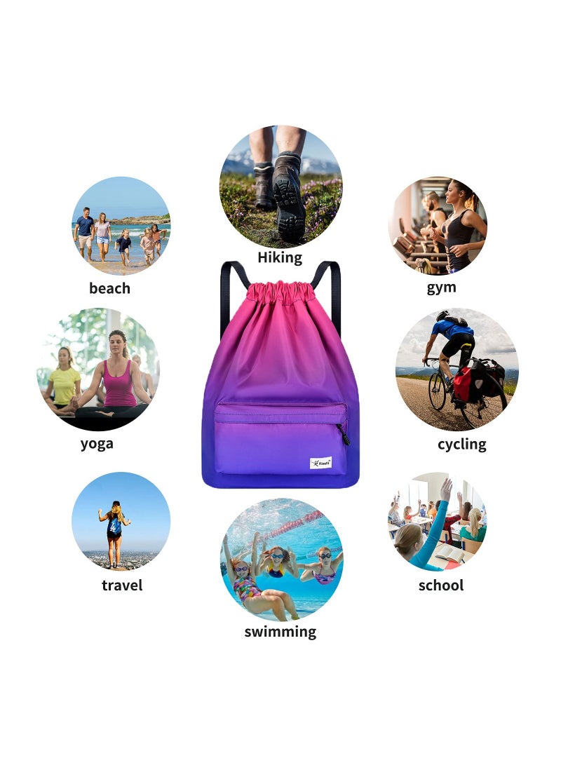 SOLARAE Waterproof Drawstring Bags, Printed Gym Sackpacks Bags Sports Backpacks for Shopping Swimming Yoga for Men Women Girls Students - Image 4