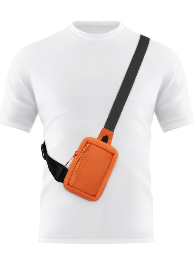 Peicees Mini Sling Bag for Men Women Crossbody Bag Travel Running Phone Daypack Shoulder Bags, Orange, mini, Sling Bag - Image 1