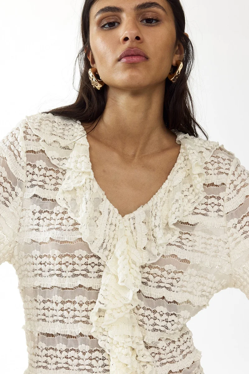 H&M Lace-look jersey blouse