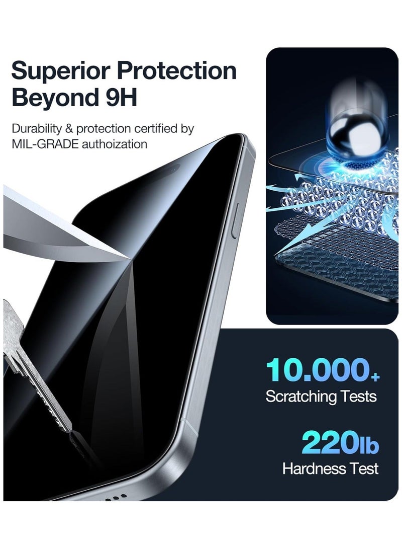CoomBe 2 Pack iPhone 16 Pro Max High Quality 360 Degree Privacy Screen Protector Tempered Glass Full Coverage HD Anti-Scratch Bubble-Free Tempered Film - Image 4