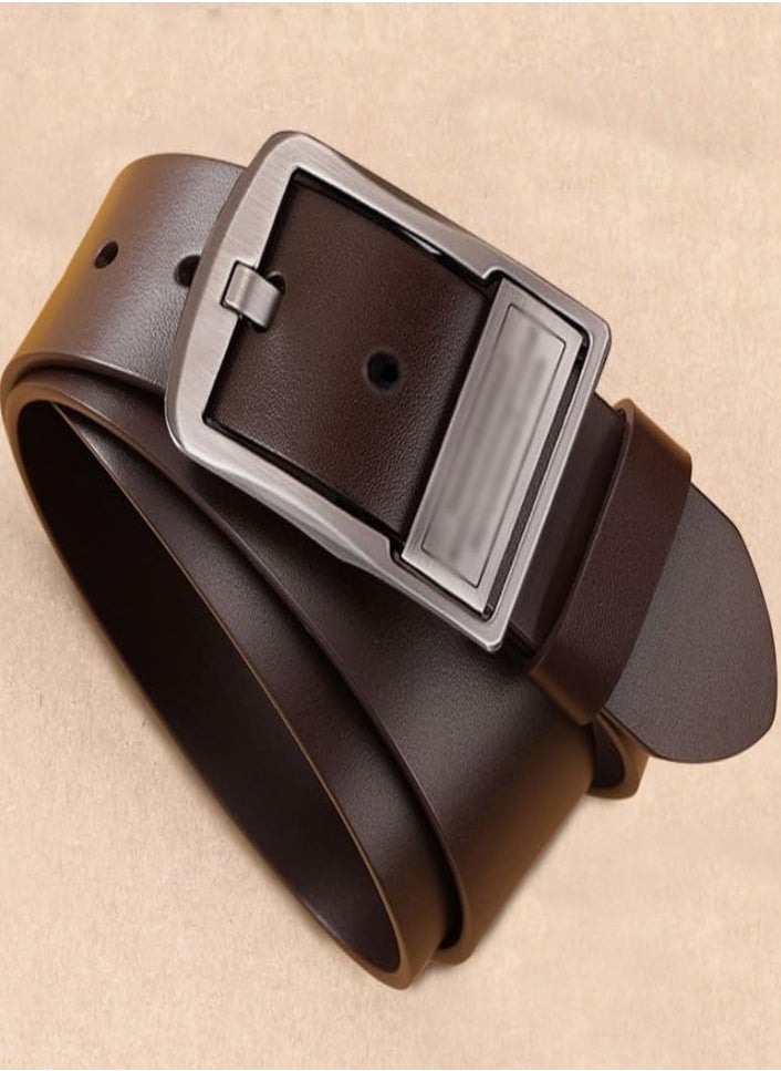 XVersion Belts for  Mens Genuine Leather Belt – Classic Needle Buckle, Business & Casual Wear, Durable Two-Layer Cowhide, 110cm (Dark Coffee)  - Image 4