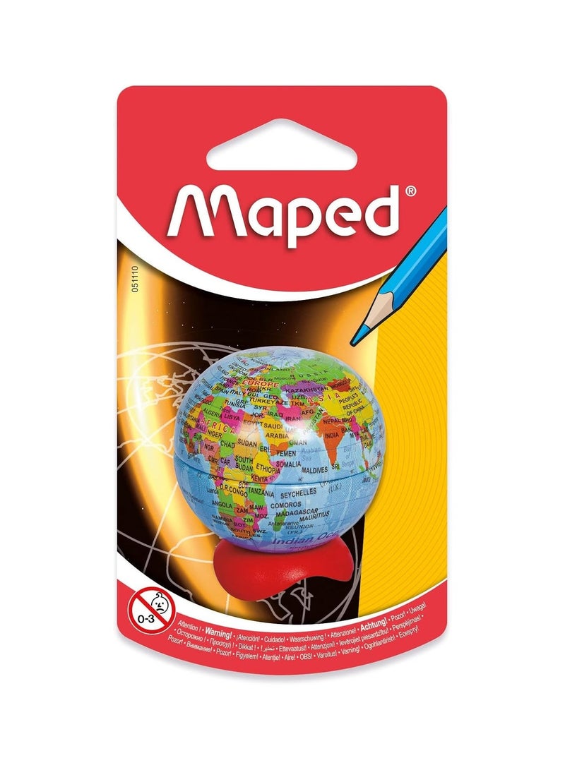Maped Single Hole Mini Globe Pencil Sharpener - Image 1