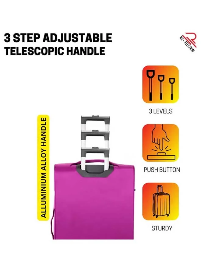 Reflection REFLECTION 24 Inch Voyager Carryon Suitcase Lightweight Vertical Series Travel Soft Luggage Trolley with 84L Storage Capacity and 4 Spinner Wheels Purple
