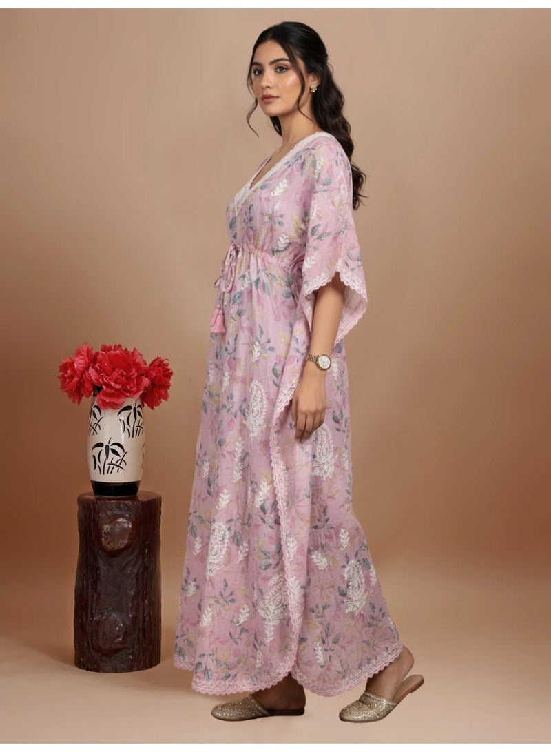 الايا كفتان مطرز يدويًا من القطن شيكانكاري - Image 3