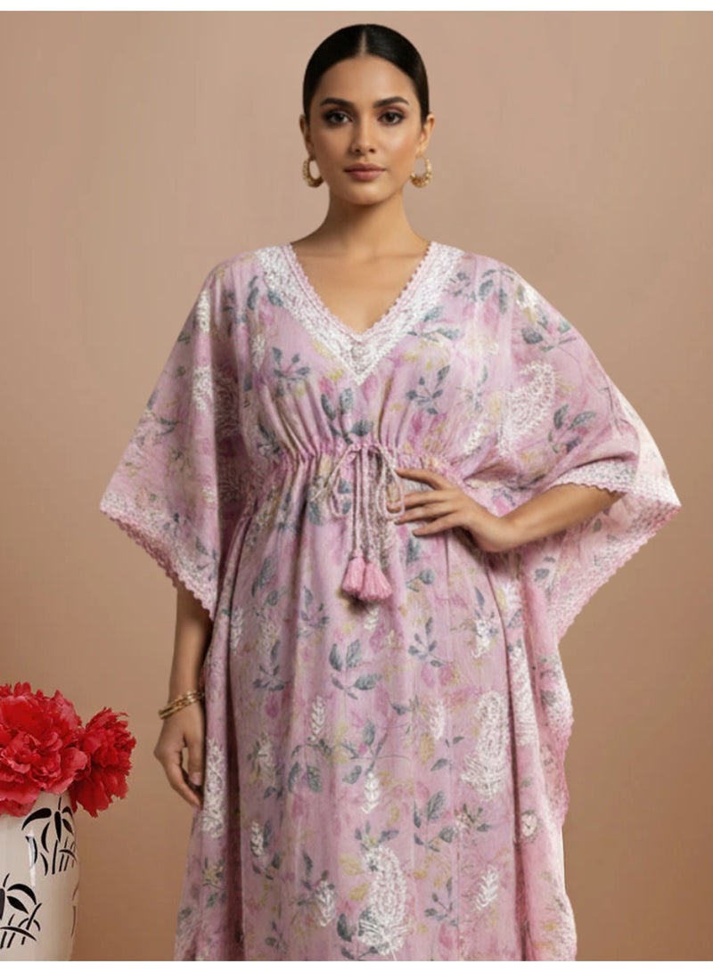 الايا كفتان مطرز يدويًا من القطن شيكانكاري - Image 5