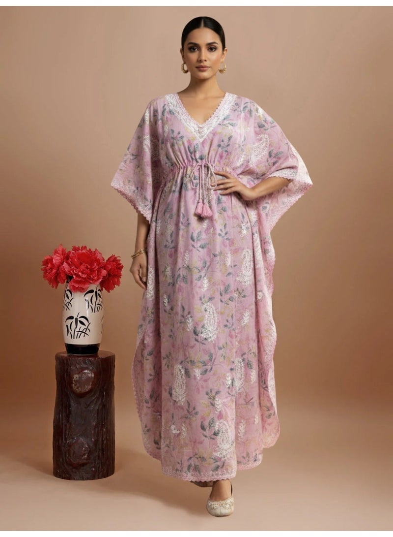 الايا كفتان مطرز يدويًا من القطن شيكانكاري - Image 1