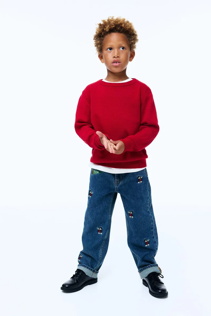 H&M Embroidered-detail loose fit jeans