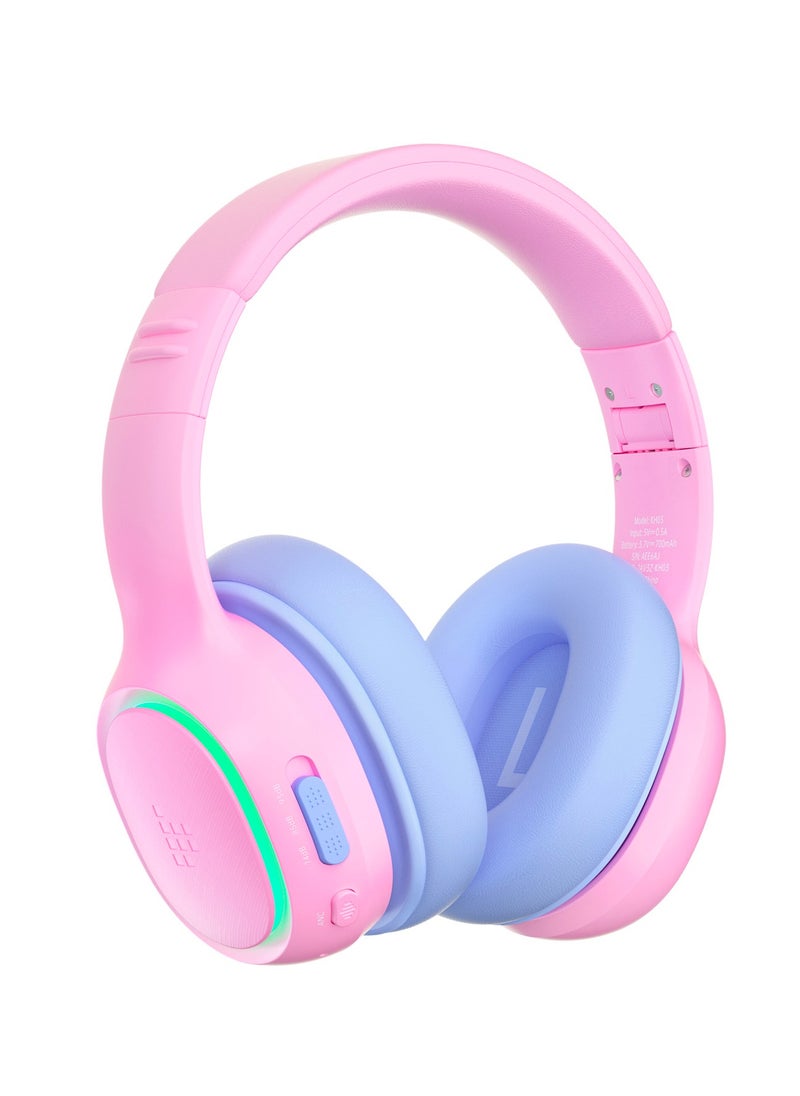 Tronsmart Tronsmart KH03 Kids Noise Cancelling Bluetooth Headphones, Safe Volume Control, Wireless Headphones with Light & Microphone, 70H Playtime, Built-in Audio Cable, for School/Travel/Airplane(Pink)  - Image 1