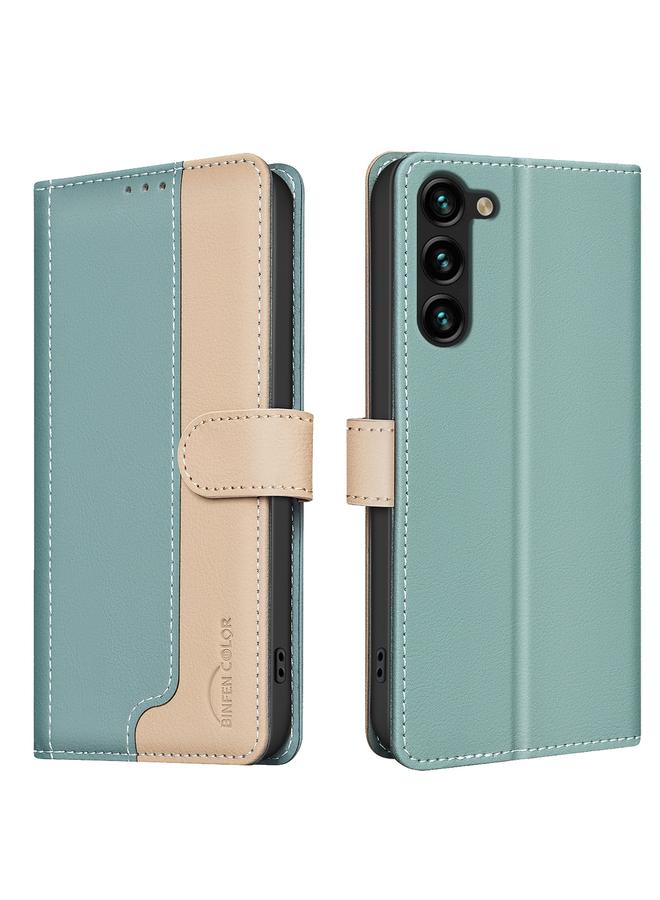 S-TOP Case For Samsung Galaxy S24 5G Color Matching RFID Anti-theft Leather Phone Case - Image 1
