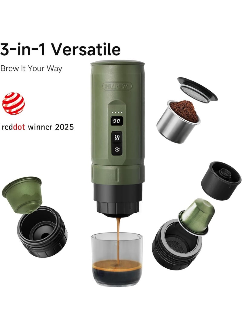 هيبرو ماكنة إسبريسو كهربائية محمولة HIBREW H4C Explorer، قابلة لإعادة الشحن عبر USB-C للقهوة المطحونة وكبسولات القهوة، صغيرة الحجم للمنزل والسفر، مع حامل قابل للطي وحقيبة حمل - Image 2