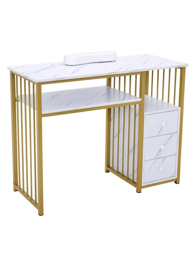 DubaiGallery مكتب كمبيوتر حديث بسيط مع درج، طاولة كتابة فاخرة لغرفة النوم، أثاث منزلي بسيط - Image 4