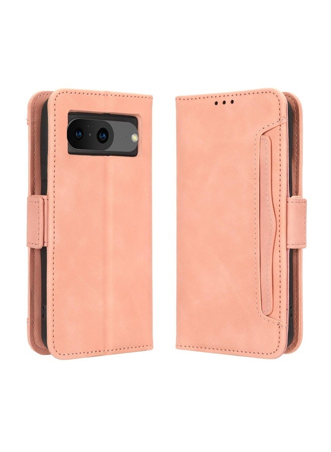 Case Cover For Google Pixel 8 Skin Feel Calf Texture Card Slots Leather Phone Case(Pink)