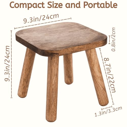 Youeon 9 Inch Small Wooden Step Stool, Non-Slip One Step Stool for Adults, Holds up to 300 Lbs, Portable & Sturdy, Footstool for Bedroom, Bathroom, Kitchen, Easy to Assemble - Image 2