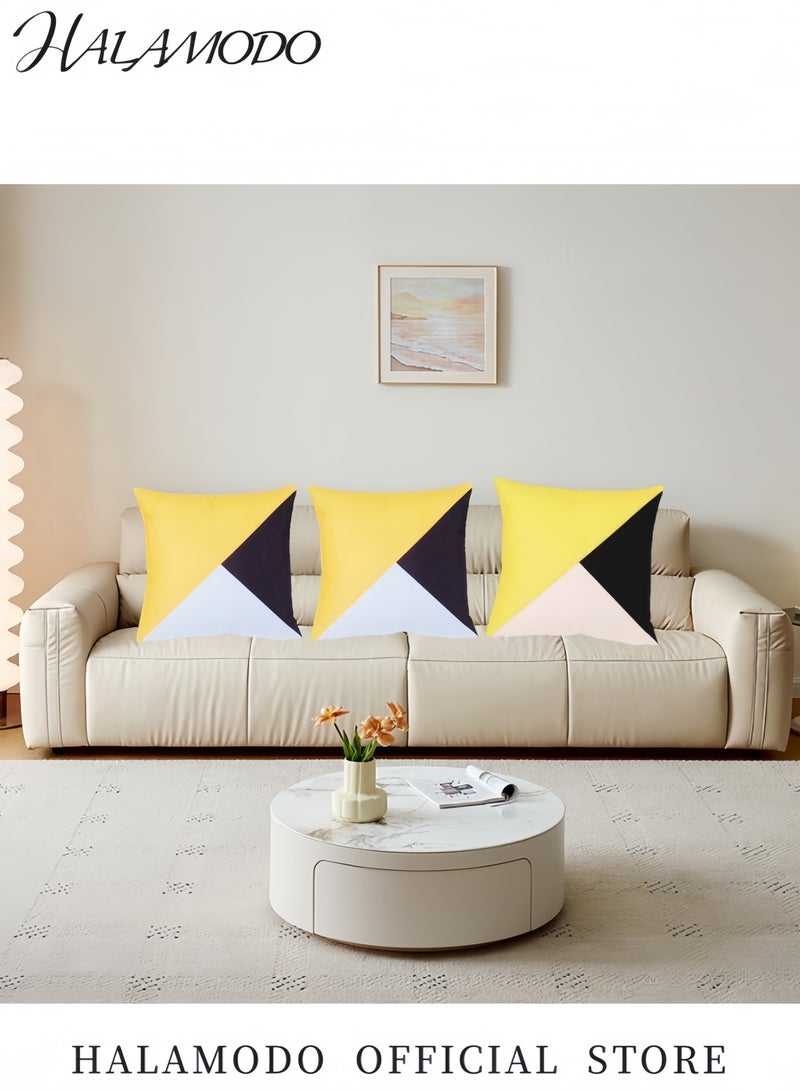 هالامودو غطاء وسادة مزخرف مطبوع أصفر/أبيض/أسود ٤٥ × ٤٥ سم - Image 5