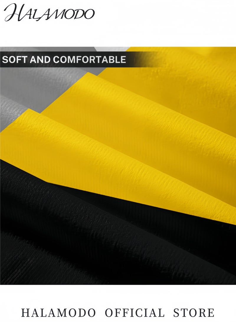 هالامودو غطاء وسادة مزخرف مطبوع أصفر/أبيض/أسود ٤٥ × ٤٥ سم - Image 4