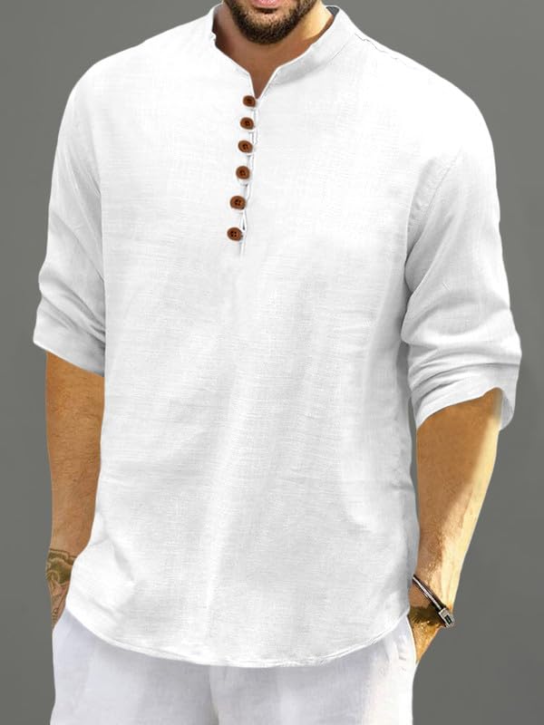 Macsivo Men's Cotton Full Sleeve Short Kurta (Medium, White) - Image 4