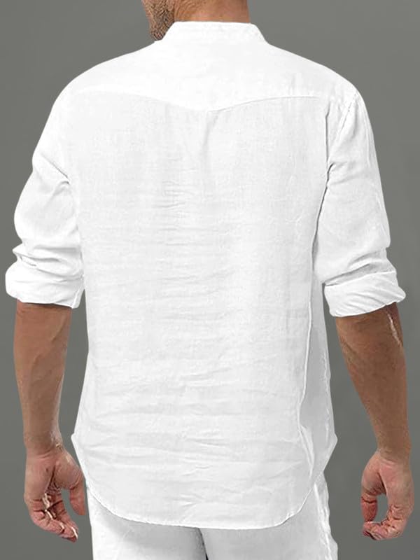Macsivo Men's Cotton Full Sleeve Short Kurta (Medium, White) - Image 3